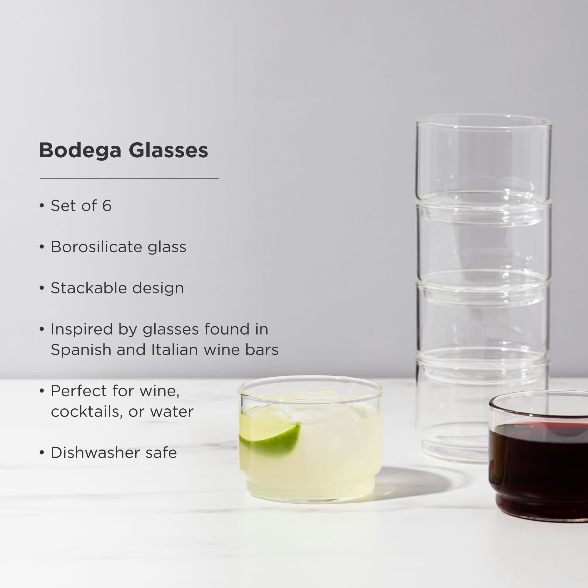 6 Stem Less Wine Glasses Made With Borosilicate Glass