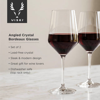 Raye Angled Crystal Bordeaux Glasses Set of 2