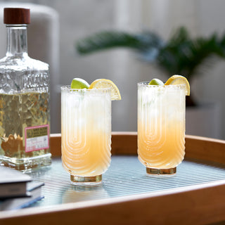 FINEST GLASS WITH GOLD ACCENTS – This beautiful crystal-clear glass set is crafted for a high-end sipping experience. Sleek draping glass and a gold-plated foot give this barware timeless elegance—perfect for serving your finest liquor.