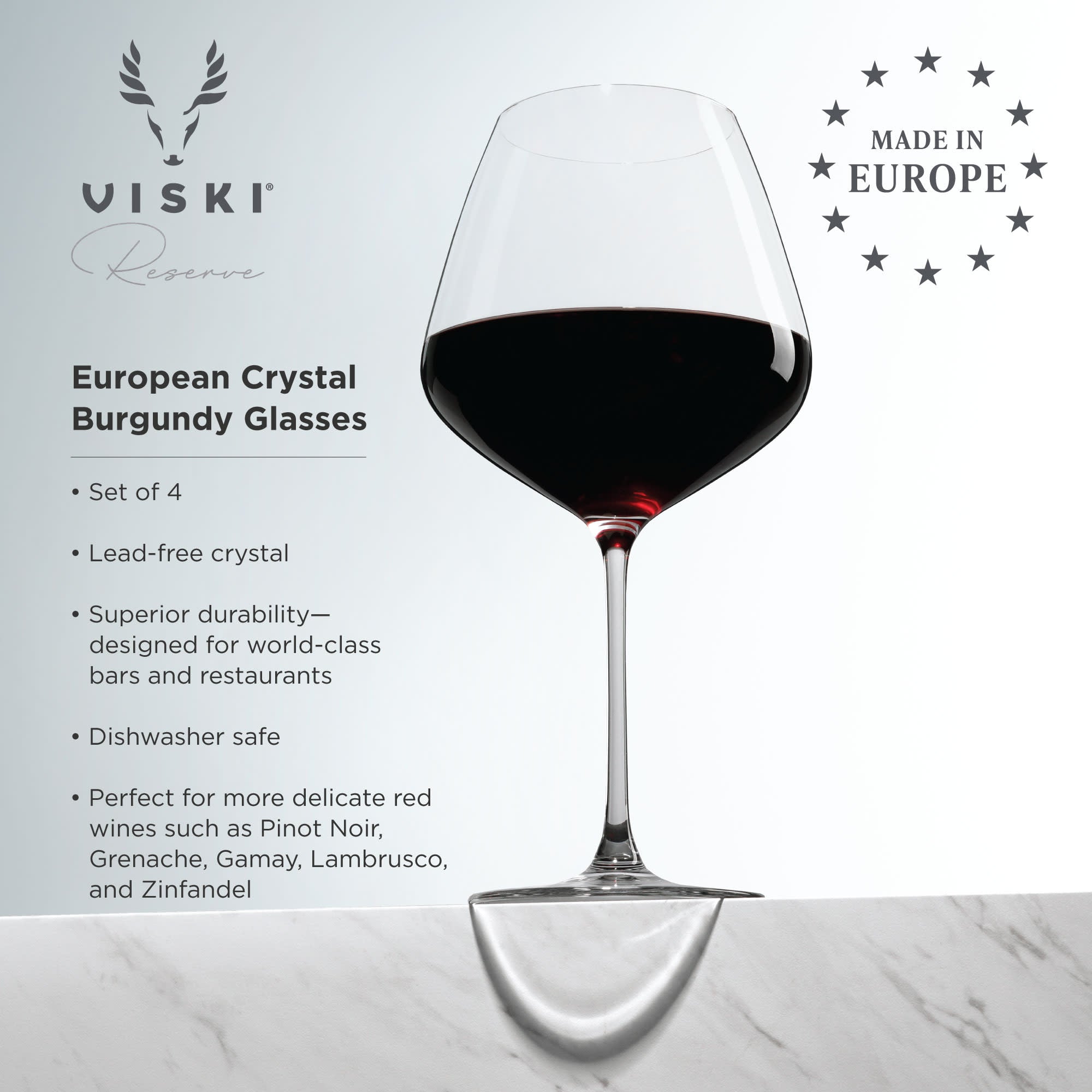 Viski Laurel Red Wine Glasses, Crystal Stemmed Tumblers Glassware