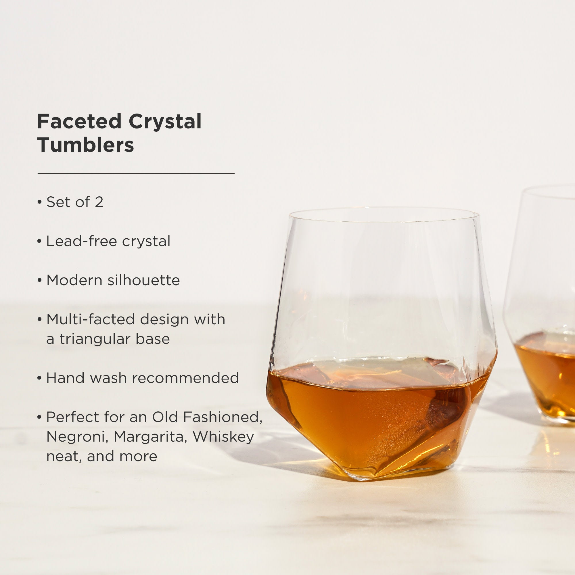 Viski Raye Gem Crystal Highball Tumblers Set of 2, Lead-Free Premium  Crystal Clear Glass, Stylish Highball Cocktail Glasses, Cocktail Glass Gift  Set, 14 oz, Shop