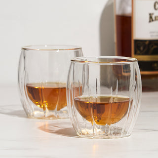 DOUBLE-WALLED DESIGN MAINTAINS TEMPERATURE - These liquor glasses have a double-walled design that provides insulation, maintaining your drink’s temperature and preventing condensation. A perfect gift for slow drinkers.