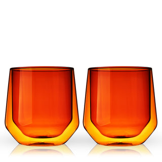 ON TREND COLORED GLASSWARE - Colorful glassware has made a comeback and is here to stay. Combining timeless, vintage hues with a minimalist silhouette, this set of amber cocktail glasses bring a unique look to any decor style. Holds 9 oz.