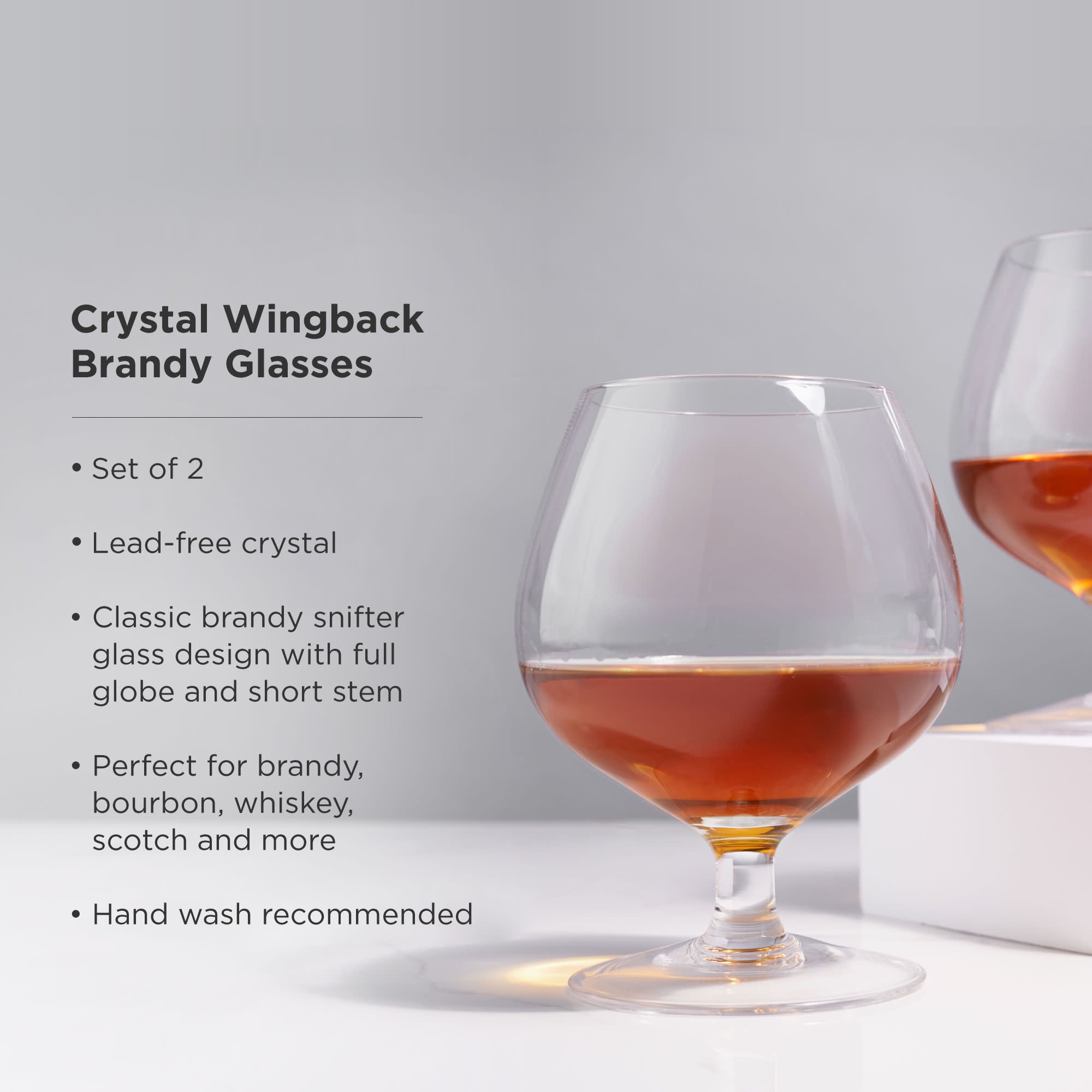 Mismatched Bevel Cut Crystal Brandy Snifters Glasses Set of 2