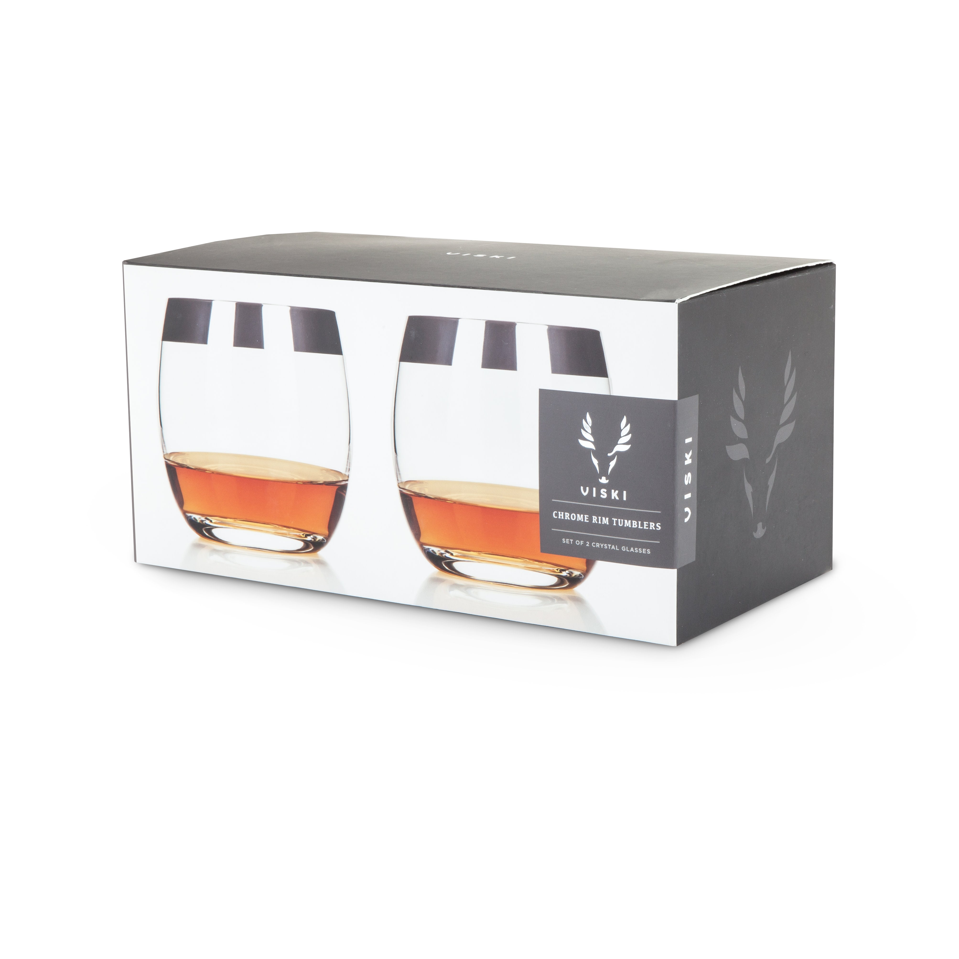 Viski Admiral Crystal Whiskey Tumblers Set of 4, Lead-Free Premium Crystal  Clear Glass, Classic Lowball Cocktail Glasses, Scotch Glass Gift Set, 9 oz