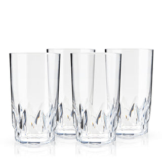 IMPRESS FRIENDS AND GUESTS WITH ELEGANT GLASSWARE – Give this set of highball drinking glasses as a gift to cocktail lovers, gifts for Father’s day, or groomsmen gifts. Impress visitors by sharing a refreshing highball in high-quality acrylic glasses. 
