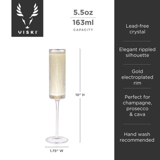 Meridian Crystal Gold Rimmed Champagne Flutes, Set of 2