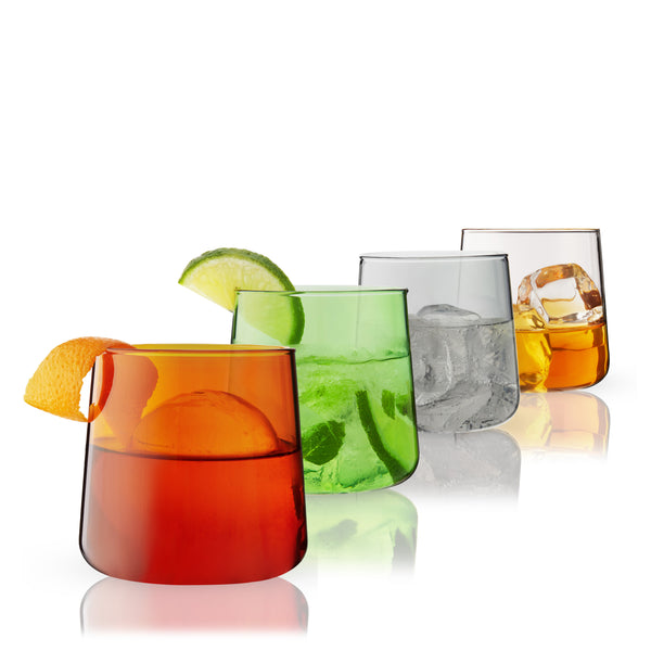Viski Aurora Tumblers Colored Wine Glasses - Tinted Fun Cocktail