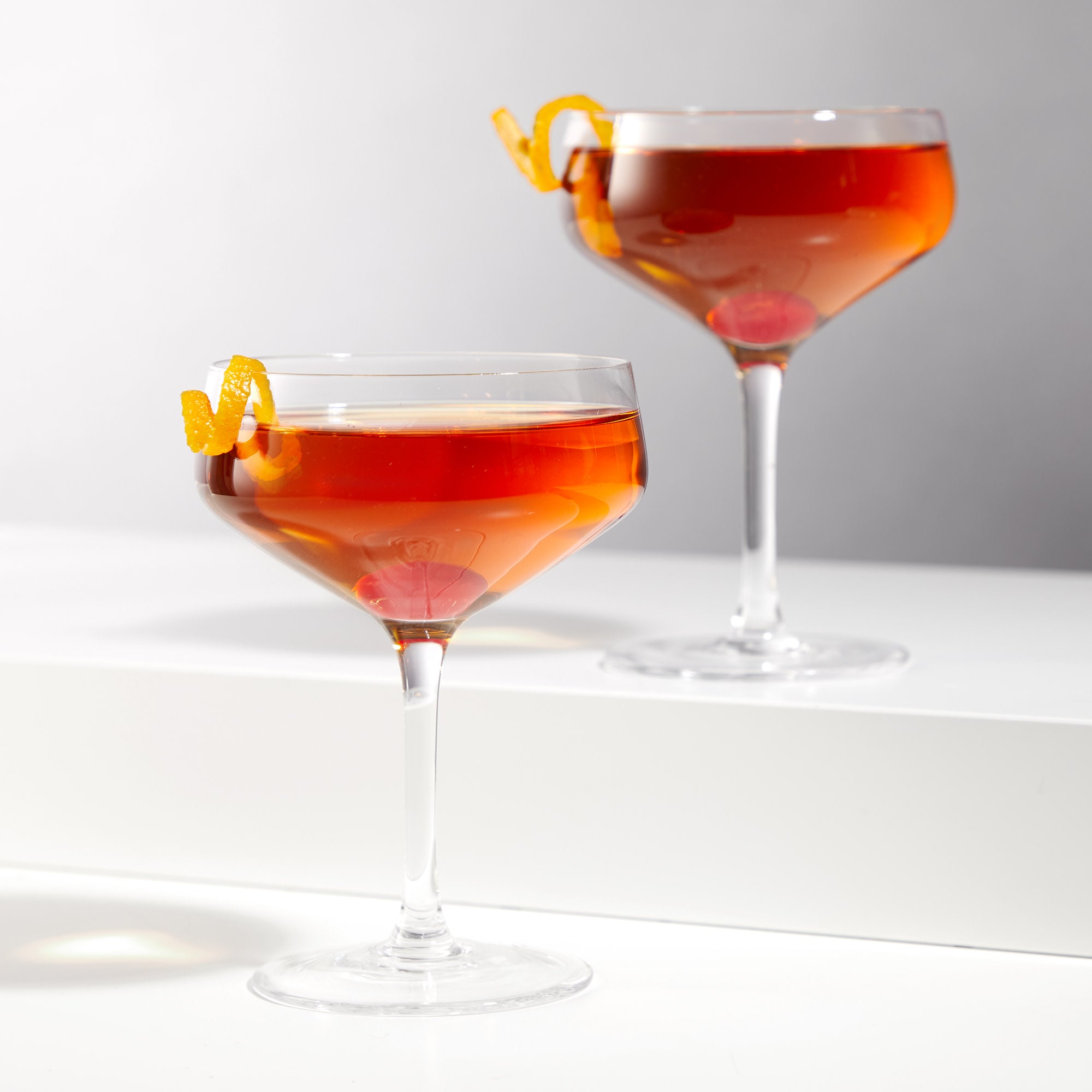 Orange Stem Crystal Martini Glasses 12 oz. (Set of 2)