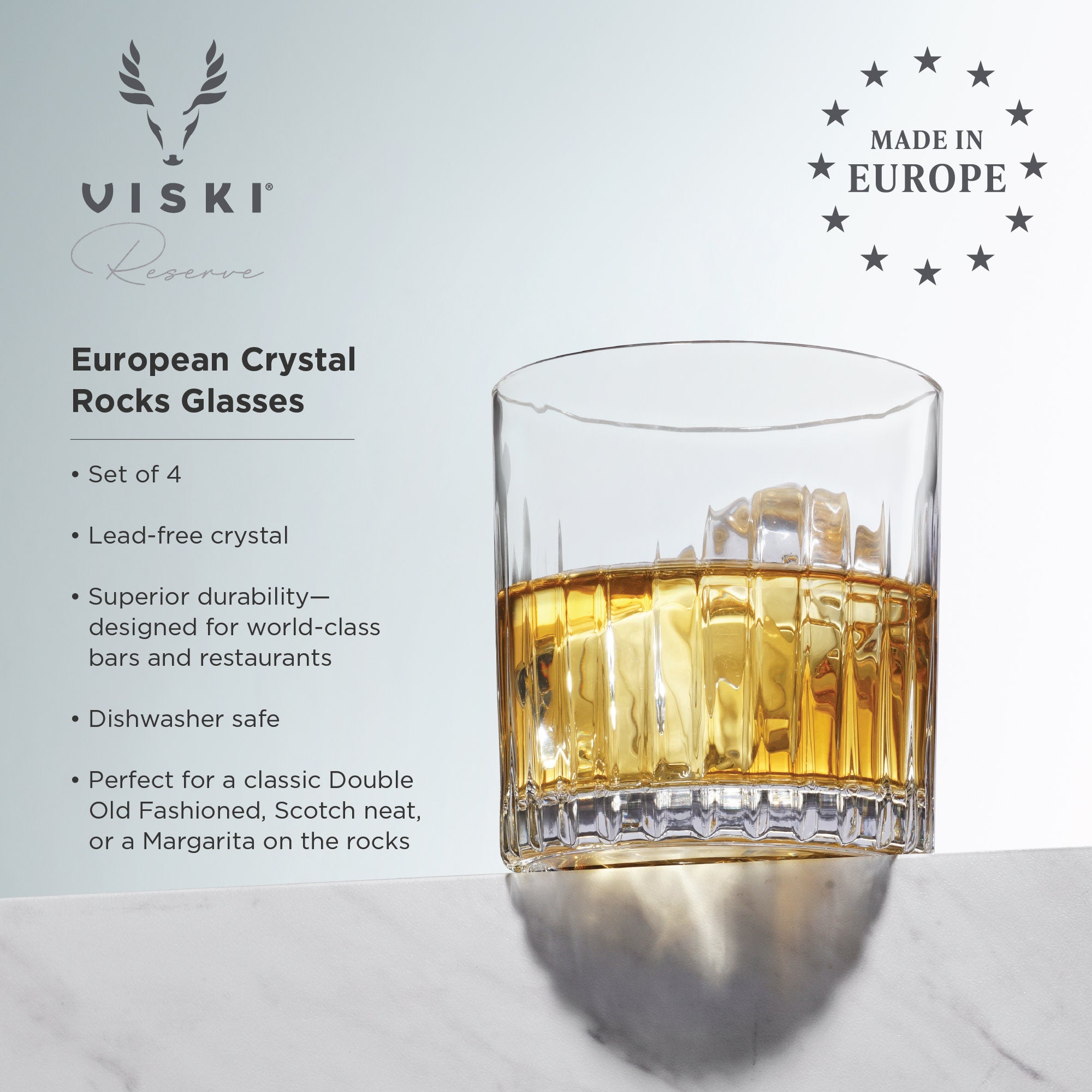 Supermarked Ryd op tabe Viski Reserve Milo Crystal Rocks Glasses Old Fashioned Glass - European  Crafted Rocks Glasses, Bourbon Glass, Whiskey Glass and Liquor Gift Ideas  Set of 4