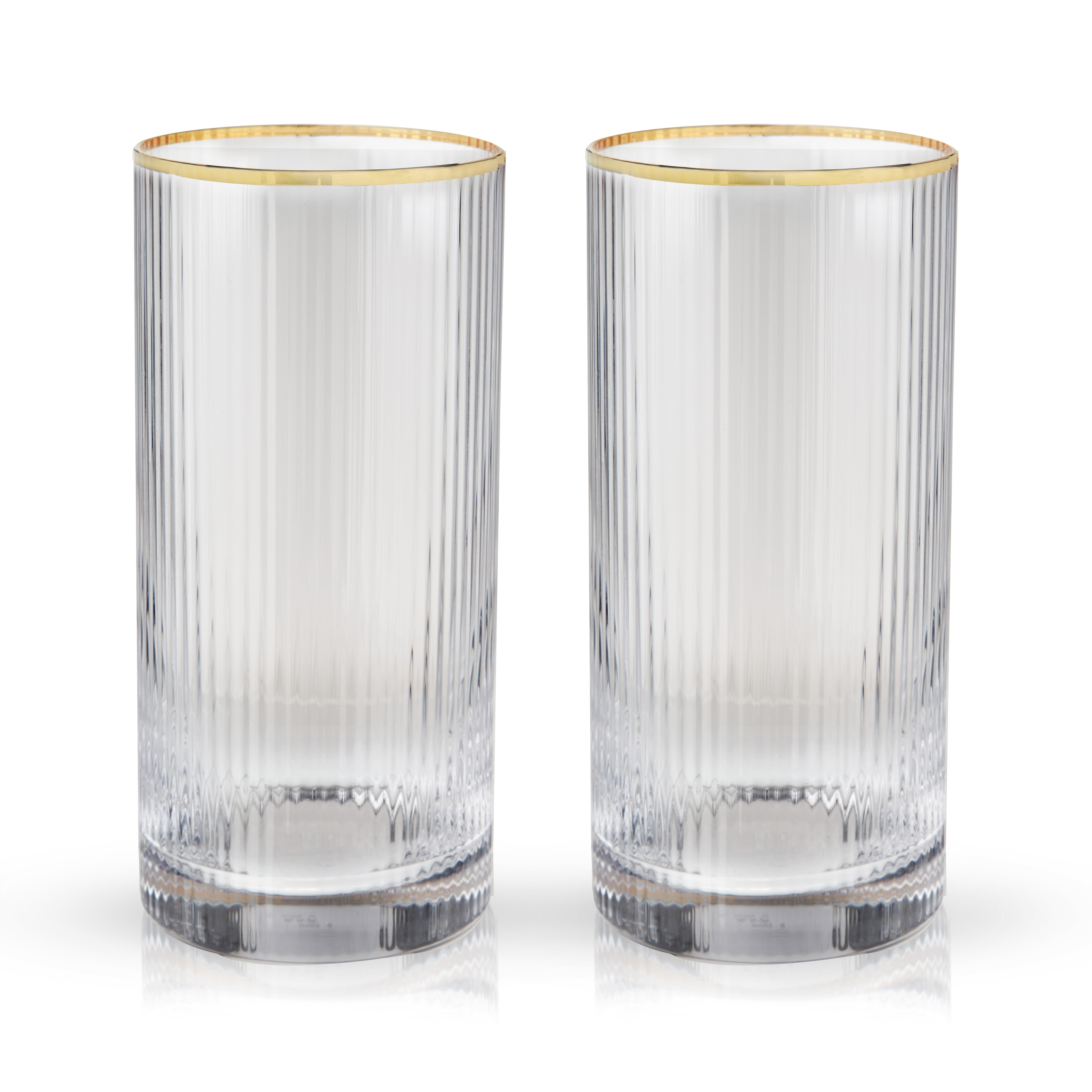 Viski Meridian Highball Glasses Set of 2 - Vintage Drinking Glass