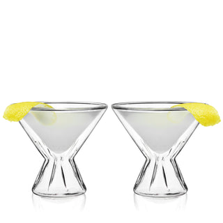 INSULATED ROCKS COCKTAIL GLASSES – With their crystal clarity and subtle etching, these double-walled martini glasses look great on a bar cart. While they’re perfect for a classic dirty martini, they make great margarita glasses or cosmo glasses.