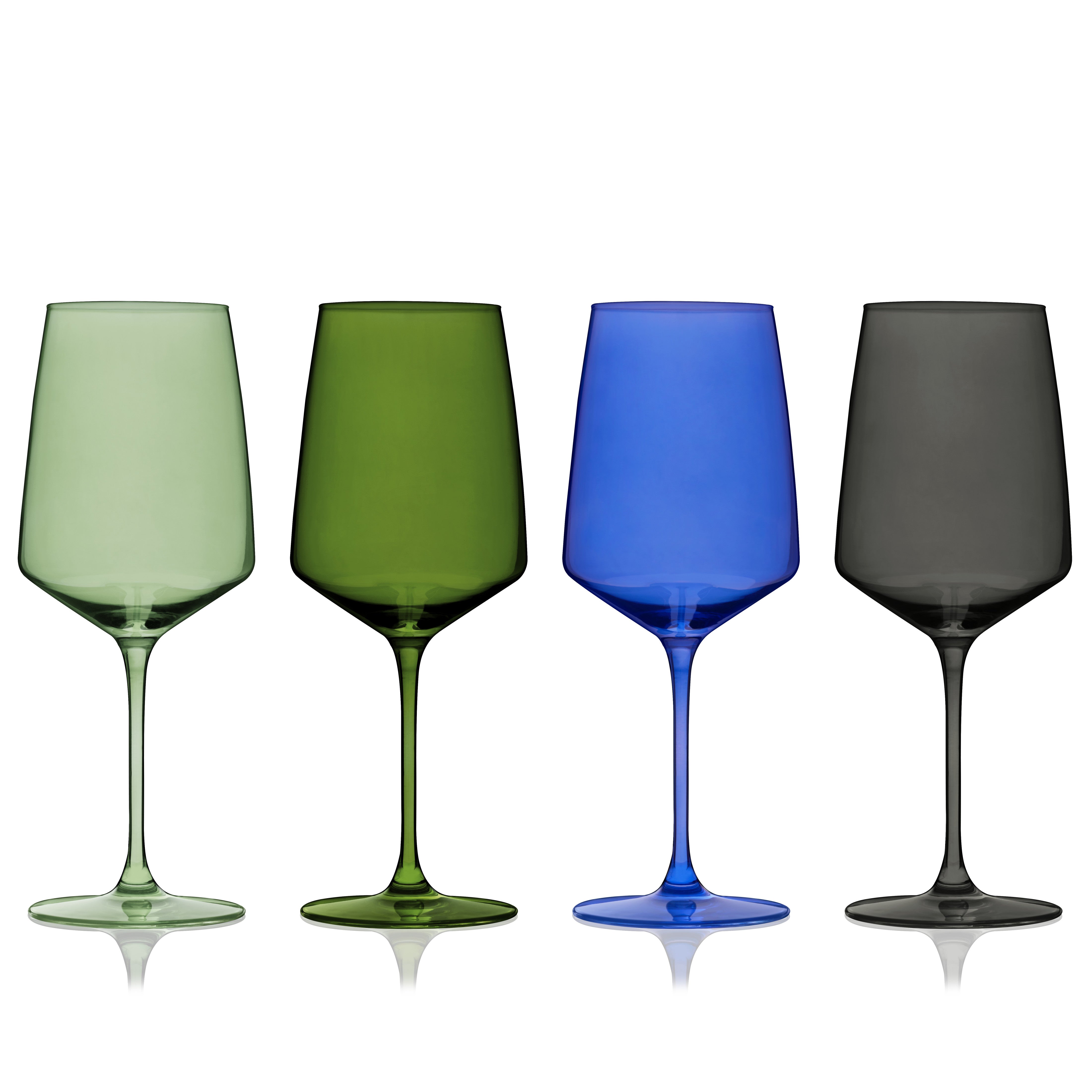 Crystal Martini Glasses Colored - Set of 4 - Stemmed Multi-Color