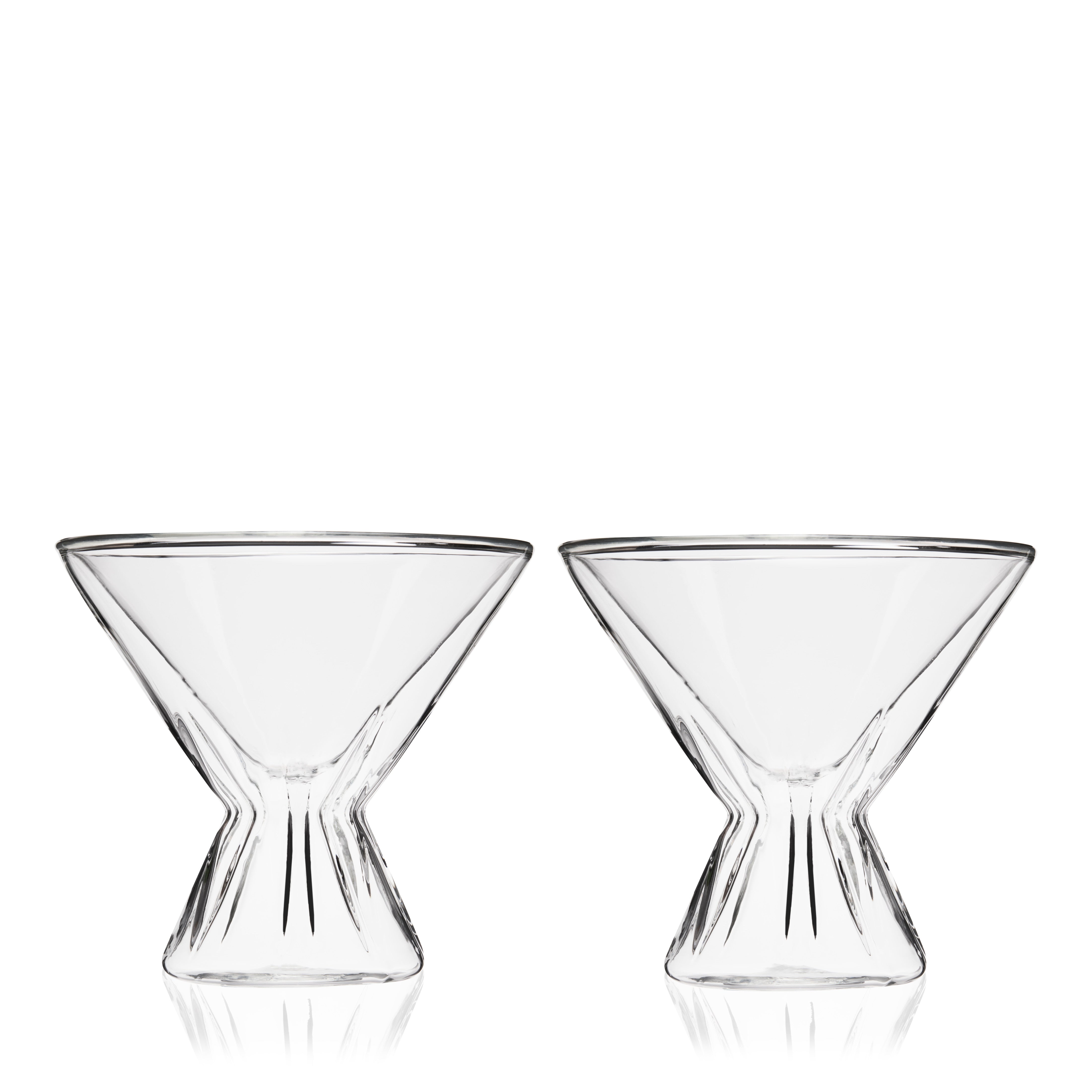 Ysell Insulated Martini Glasses,Set of 2,8 oz,Double Walled Cocktail  Glasses,Lead-Free Glass Cups Great for Cold or Hot Drinks
