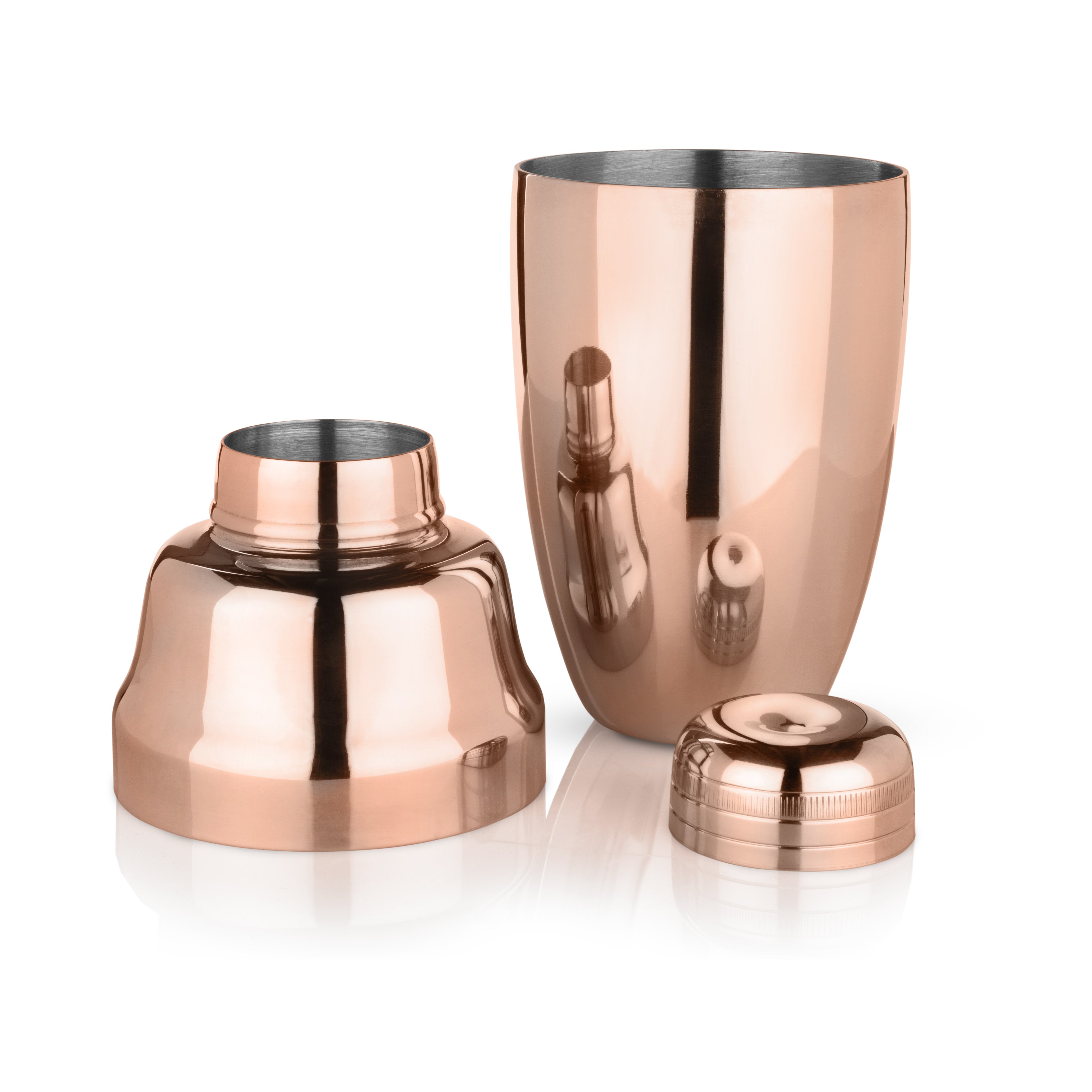 Viski Copper Heavyweight Cocktail Shaker, Stainless Drink Mixer, with Strainer, Professional Shaker for Martini and Margarita, Polished Copper Finish, 16.5 oz