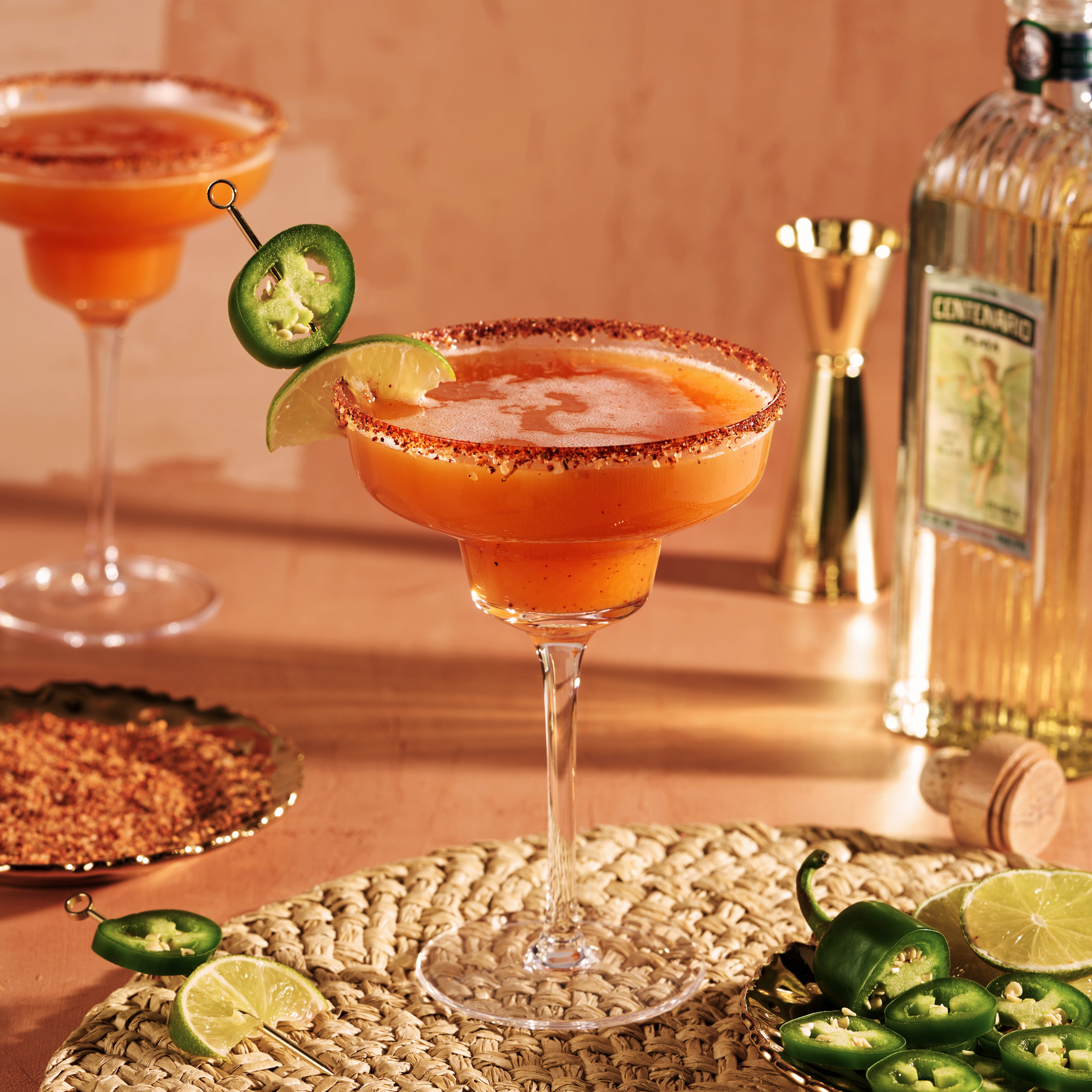 Viski Raye Angled Stemmed Margarita Glasses, Premium Crystal Margarita Cocktail glasses, Cocktail Bar Accessories, Perfect Cocktail Gift, Set of 2, 12oz