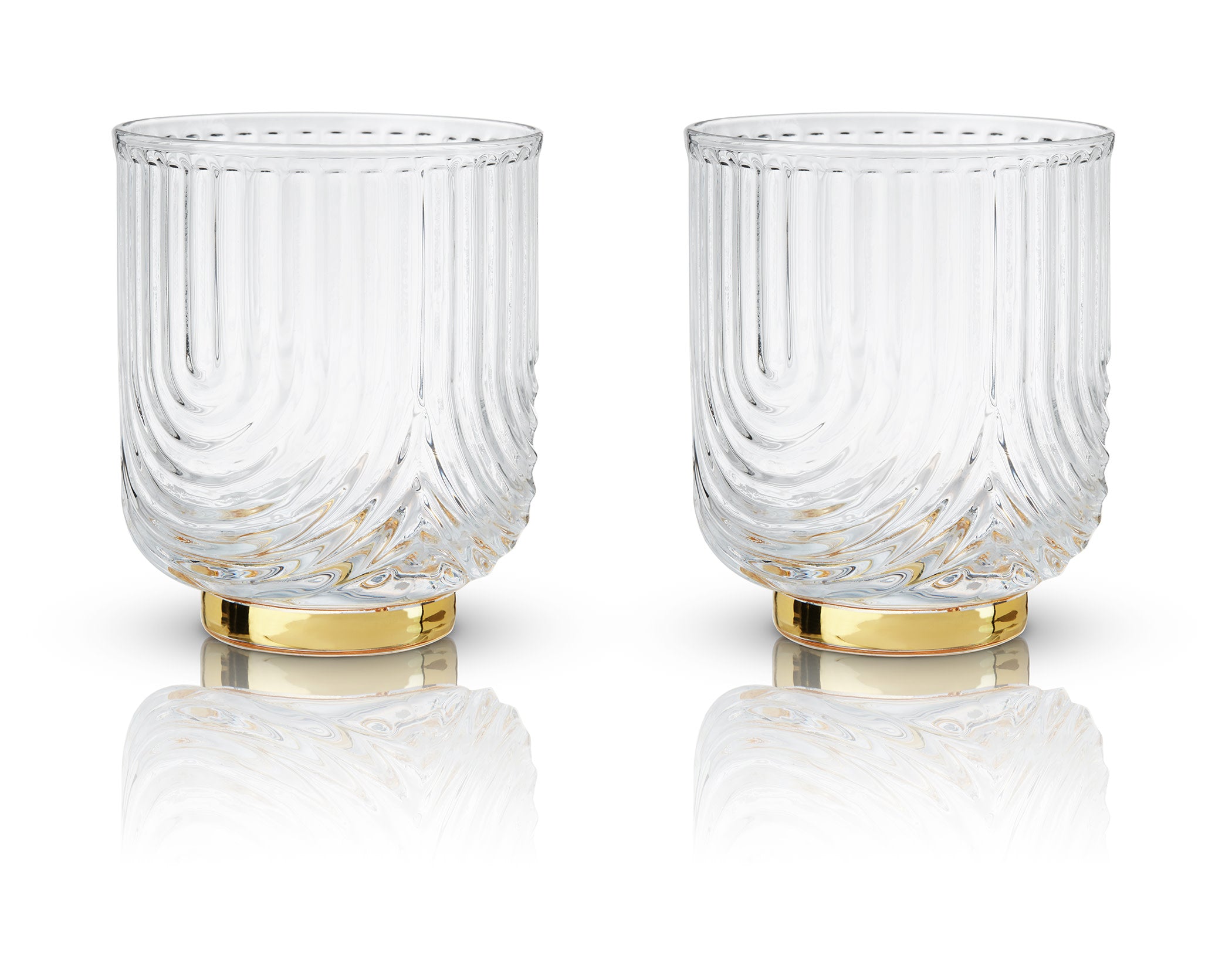 Gatsby Art Deco Double Old Fashion Whiskey Glasses - 10 oz - Set of 6
