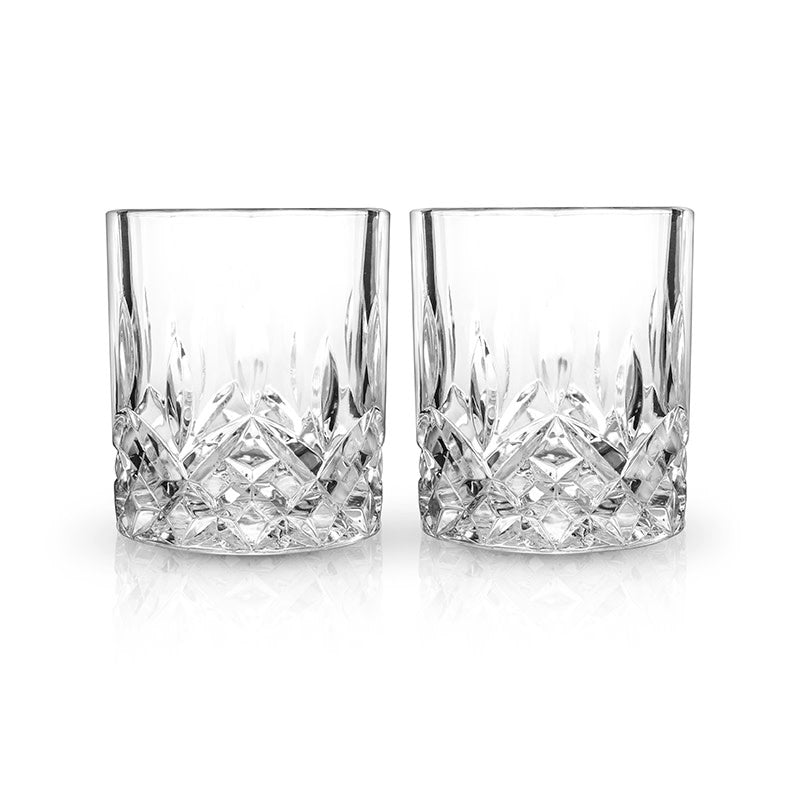 Viski Meridian Lowball Glasses Set of 2 - Premium Crystal Clear