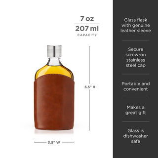 Parker Leather-Wrapped Glass Flask