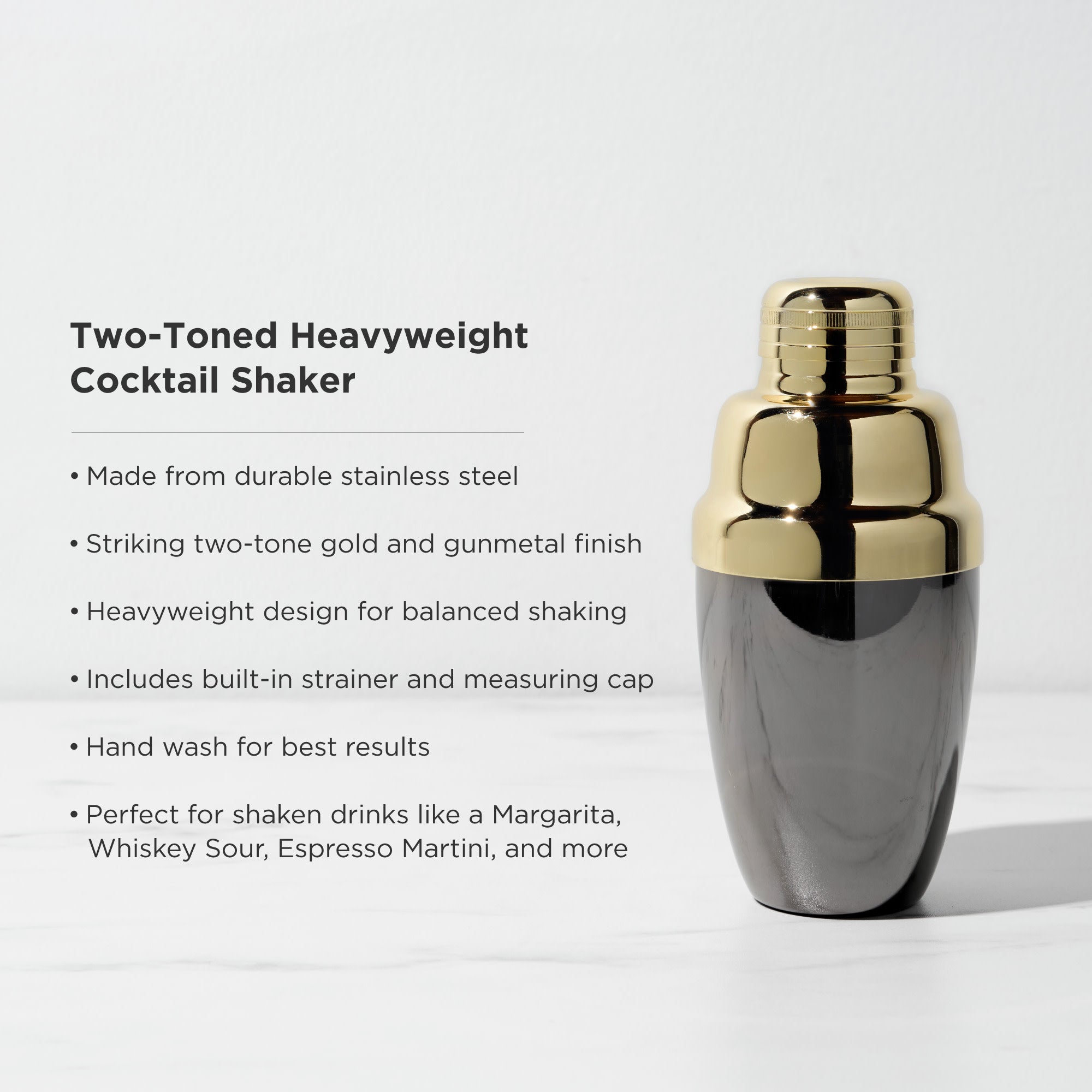 Viski Gunmetal Heavyweight Cocktail Shaker Black