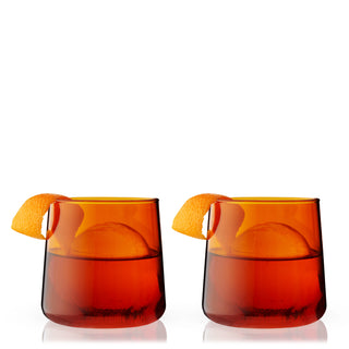 COLORFUL WINE GLASSES - Elegant amber jewel tones bring a pop of color to this minimalist, contemporary glassware. Handcrafted from naturally tinted glass, this amber wine glasses set is a timeless addition to your bar cart.