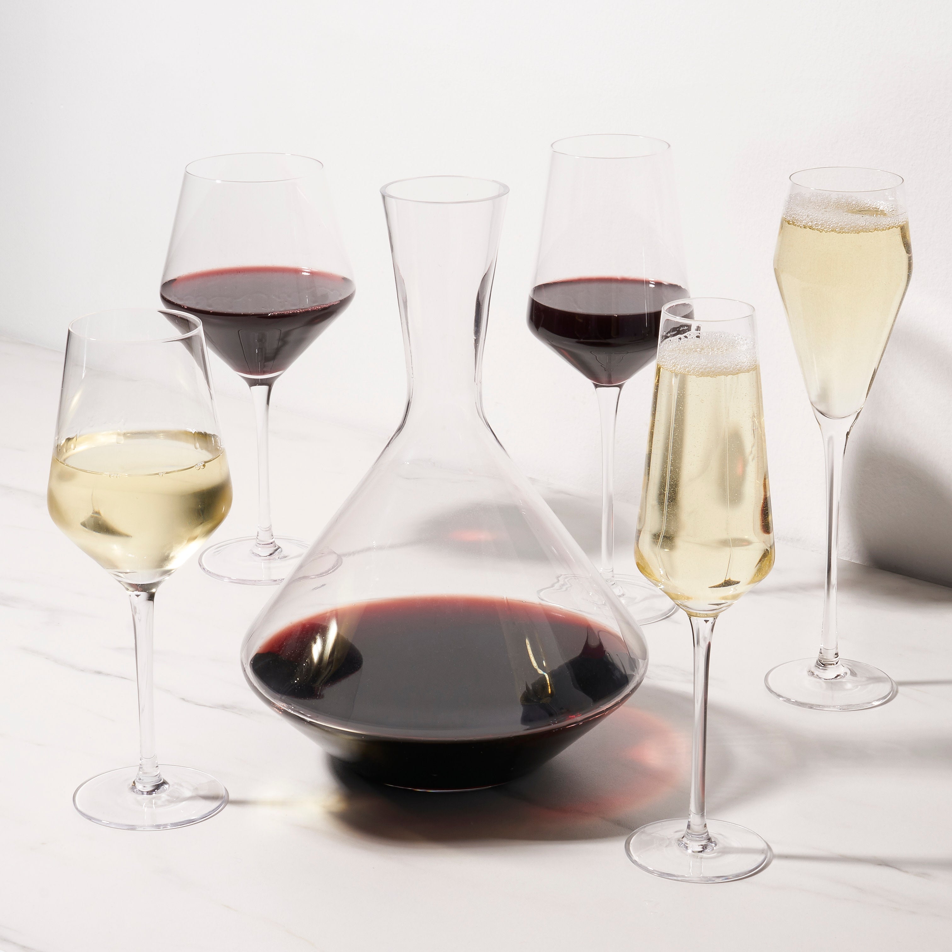 Viski Raye Angled Crystal Bordeaux Wine Glasses Set of 2 - Premium