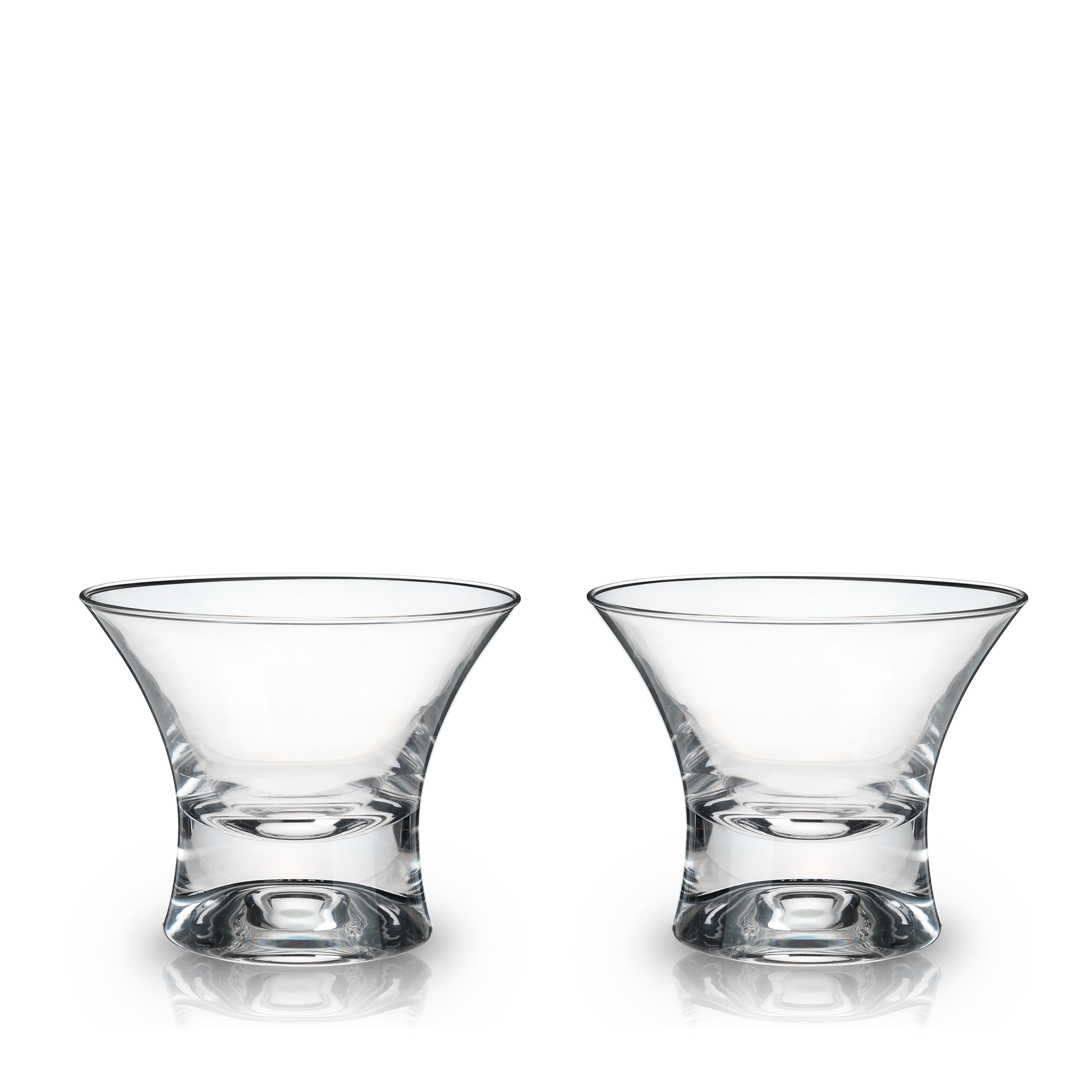 Solid Base Stemless Martini Cocktail Glasses, Set of 2 