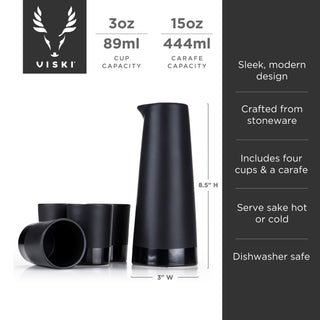 5-Piece Stoneware Sake Set in Black