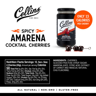 PERFECT GIFT FOR COCKTAIL LOVERS – These black cherries for old fashioneds are the ideal gift for parties, housewarming, weddings, birthdays, or just as a surprise gift for cocktail connoisseurs. Enjoy Collins garnishes and mixers for great drinks.