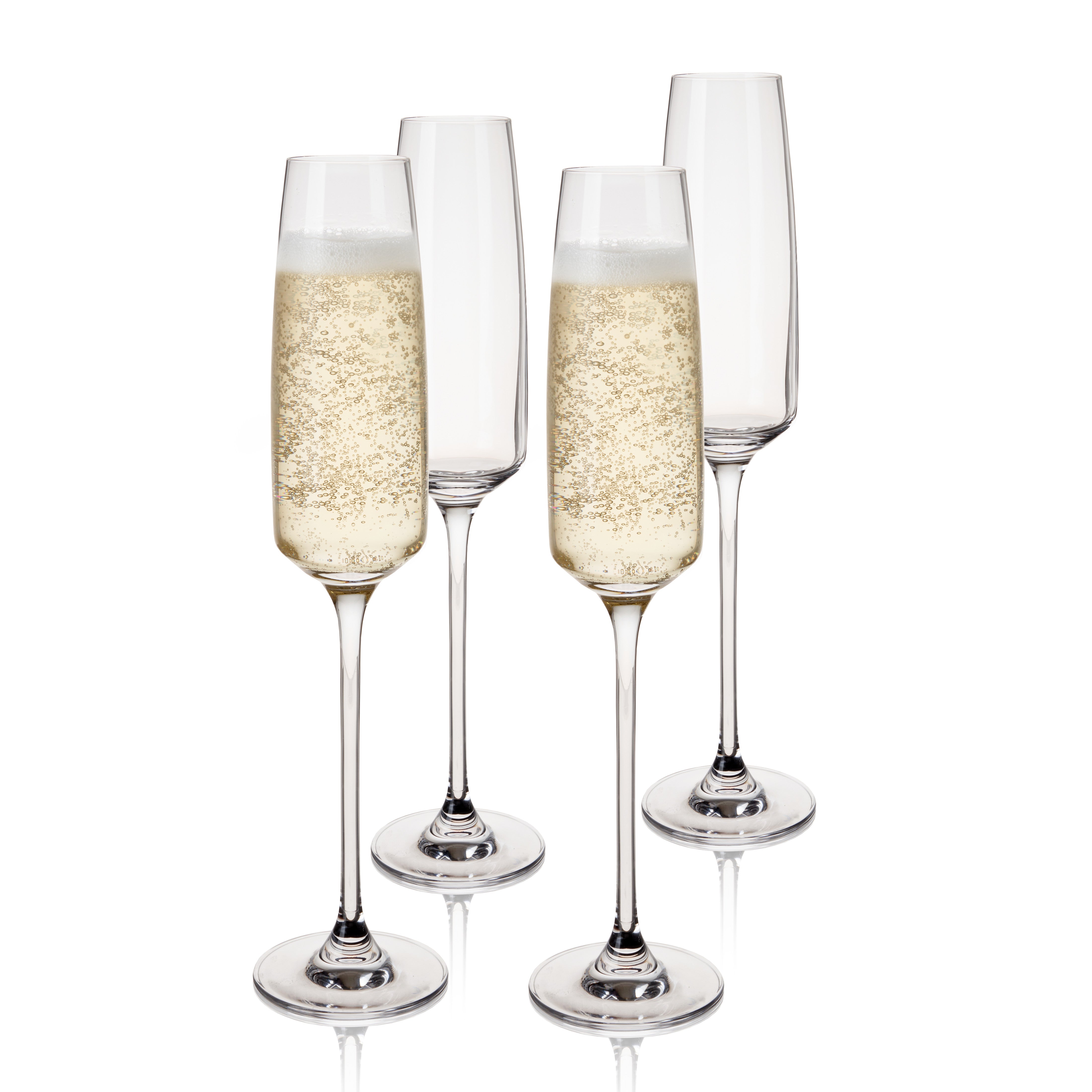 Viski Reserve Julien Crystal Champagne Flutes Glass Set - New Year Glasses Cups for Champagne, Stemmed Prosecco Wine Glasses Gifts for Champagne Love