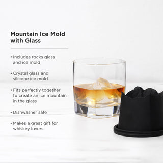 WHISKEY ACCESSORIES AND COCKTAIL GIFTS FOR MEN - A majestic mountain as an ice cube makes the perfect novelty old fashioned ice cube mold. This whiskey glass set makes a great gift for cocktail lovers, whiskey lovers, and outdoor enthusiasts.
