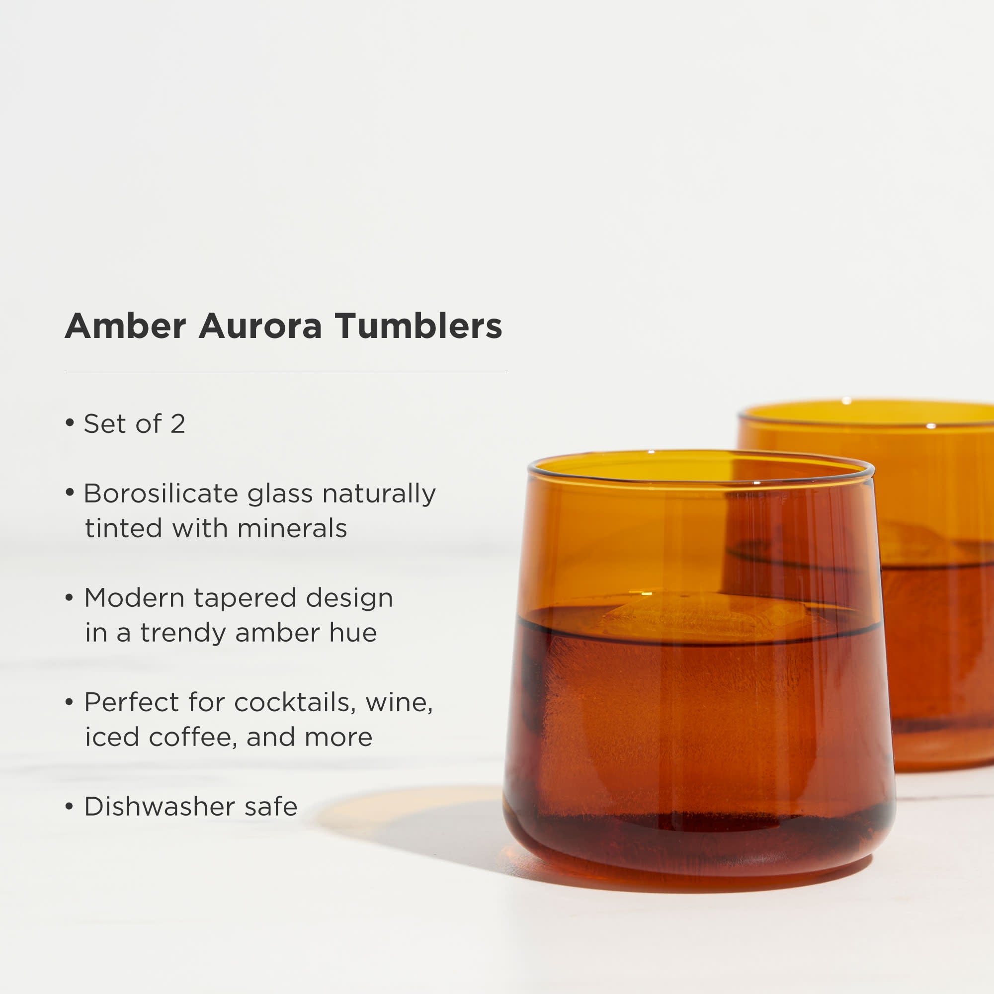 Aurora Amber Cocktail Tumblers, Set of 2