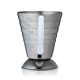 JIGGER WITH 5 MEASUREMENT MARKINGS: 0.5, 1, 1.5, 2, & 2.5 OZ - With external measurement markings and a silicone window, this cocktail jigger helps accurately recreate the most advanced cocktail recipes. Discover the perfect liquor measuring jigger.