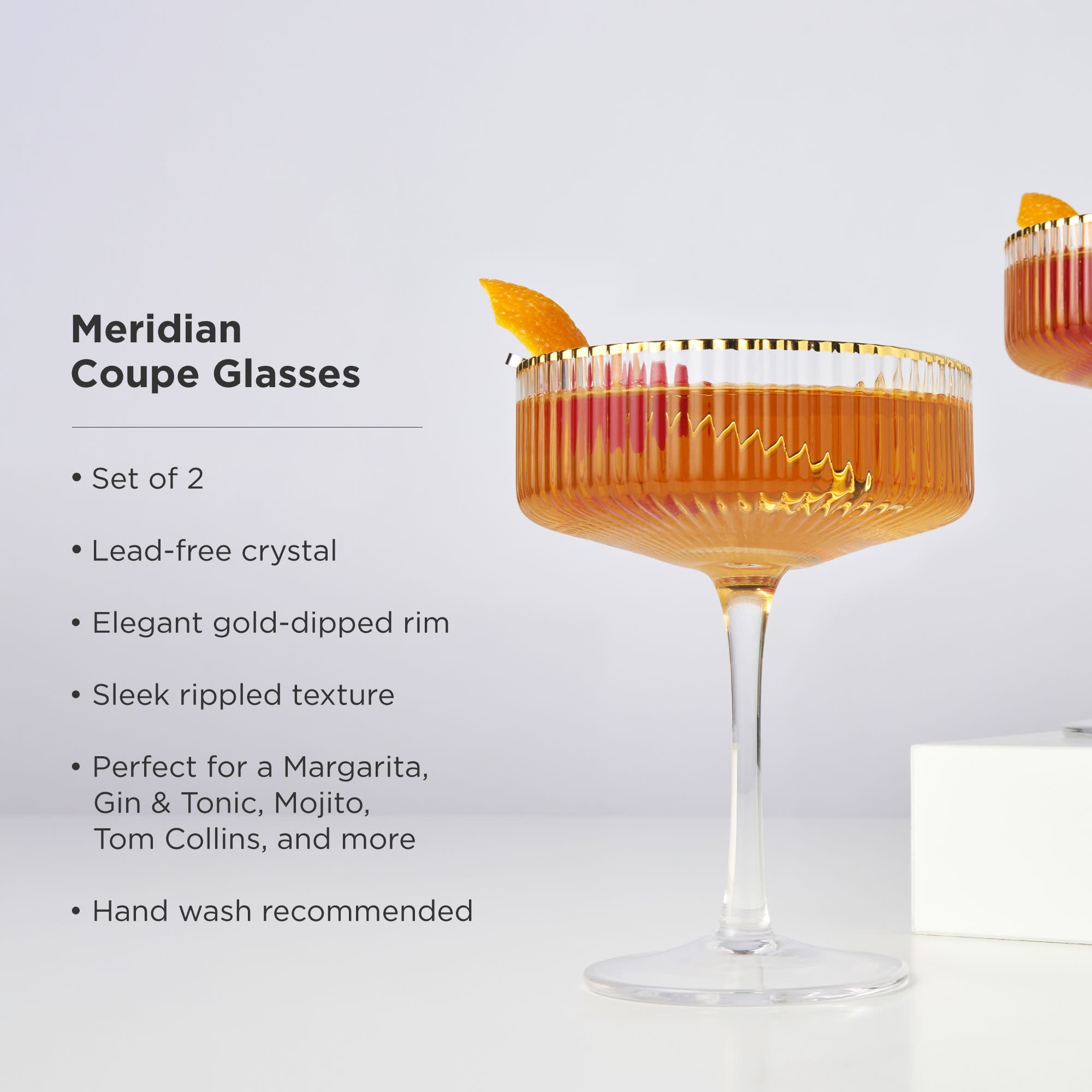 Viski Meridian Vintage Coupe Glasses, Art Deco Champagne Coupe
