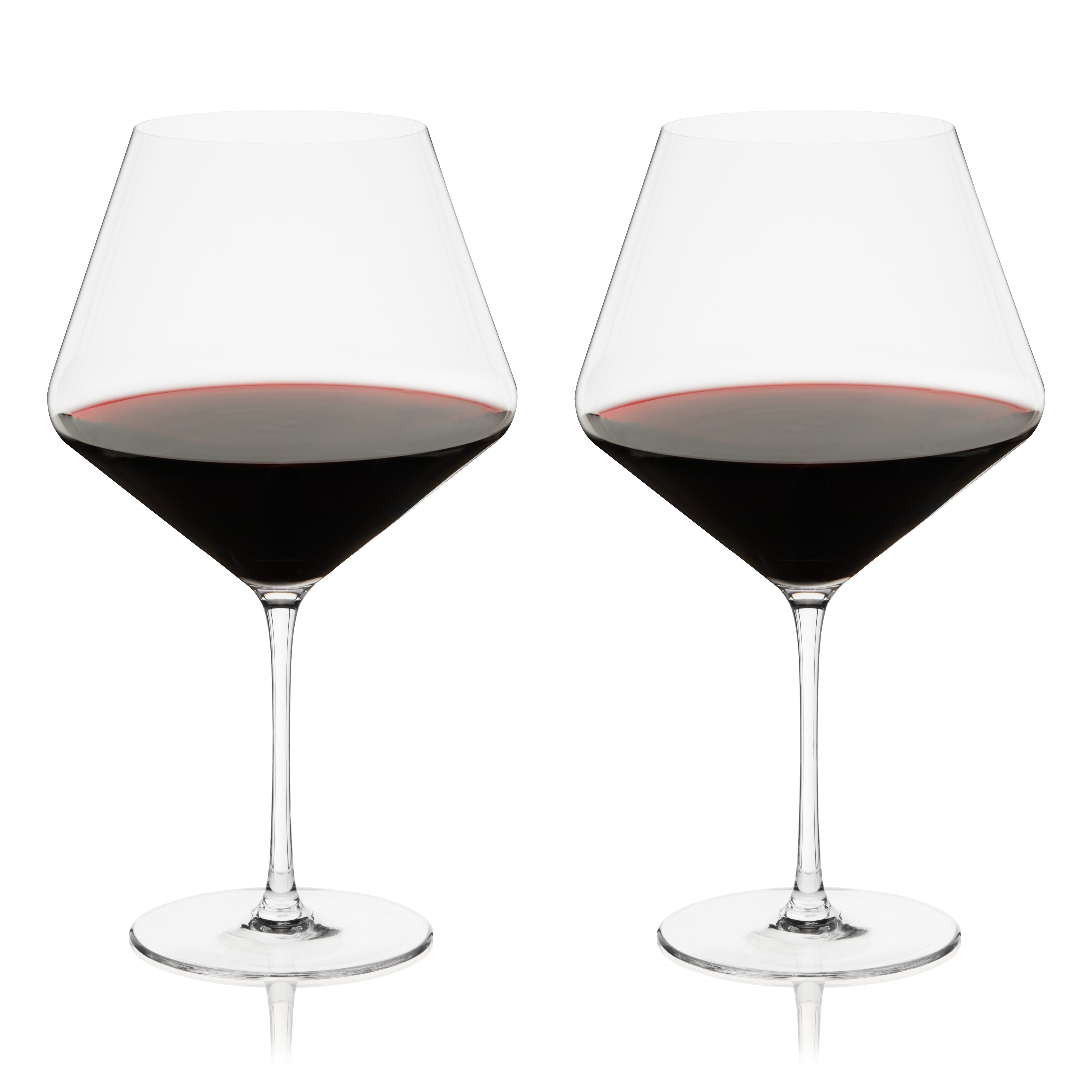 Viski Reserve Liminal Ultralight Crystal Clear Burgundy Wine Glasses, Thin and Durable Red Wine Glasses for Birthday Gifts, Wedding Party, Anniversary, Home Bar, Elegant Glassware, 32 oz, Set of 2