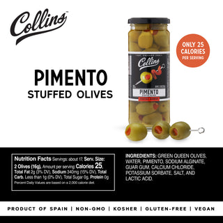 REAL PIMENTO – These olives are generously pre-filled with spicy pimento, which removes preparation time. Simply throw a couple of these olives into your drink for a boost in taste and character.