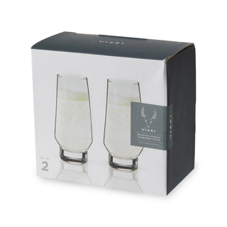 Raye Heavy Base Stemless Crystal Champagne Flutes Set of 2