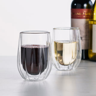 DISHWASHER SAFE AND EASY TO CLEAN – Although these glass tumblers are dishwasher safe, for best results, rinse thoroughly to avoid soap residue and polish this double wall glass cup set by hand with a soft cloth. Each glass holds 13 oz.