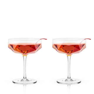 Seneca Faceted Coupe Glasses Set of 2