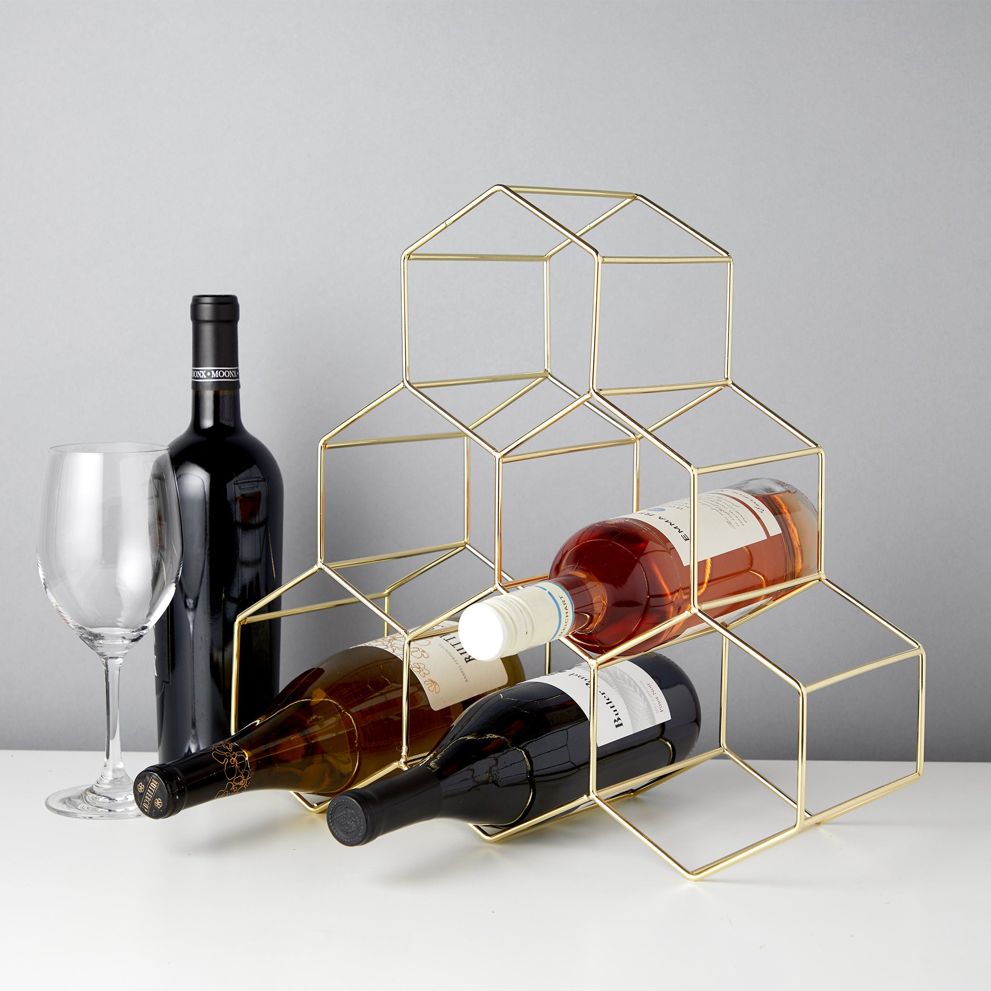 Viski Geo Countertop Wine Rack Freestanding, Wine Bottle Holder