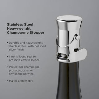 SILVER CHAMPAGNE STOPPER MAKES IDEAL GIFT - Gift bottle stoppers for glass bottles to cocktail lovers for Christmas, birthday, anniversary, or just as a surprise gift for wine lovers. Combine with champagne and cocktail bitters for the perfect gift. 