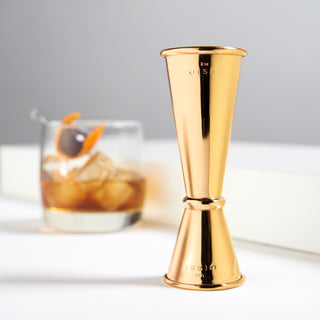 INTERIOR MEASUREMENT MARKINGS AT 1.5, 0.75, 0.5 OZ - A double sided jigger lets you easily measure on the fly while making multiple drinks. With a band that separates the one and two-ounce sections, the interior of each side is scored with measurements.
