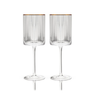 STYLISH GIFTS FOR WINE LOVERS - Impress friends with the gift of ribbed wine glasses. This glassware inspired by vintage wine glasses makes a great housewarming gift, wedding gift, birthday gift, gifts for men, bartender gifts, and more. 