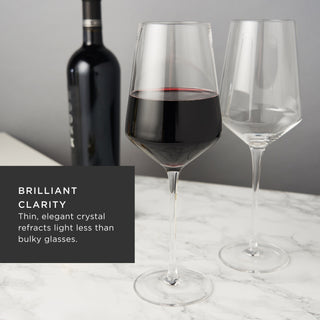 Raye Angled Crystal Bordeaux Decanter and Wine Glass Set