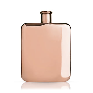  6 0Z FLASK WITH SCREW TOP - Fill this hip flask with 6 oz. of your favorite beverage. This copper flask has a matching weighted screw-on lid for a secure seal. This also allows for easy drinking and ensures there are no leaks or accidents. 