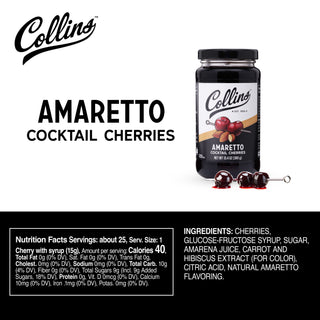 Stemless Amaretto Cherries, 13.4 oz