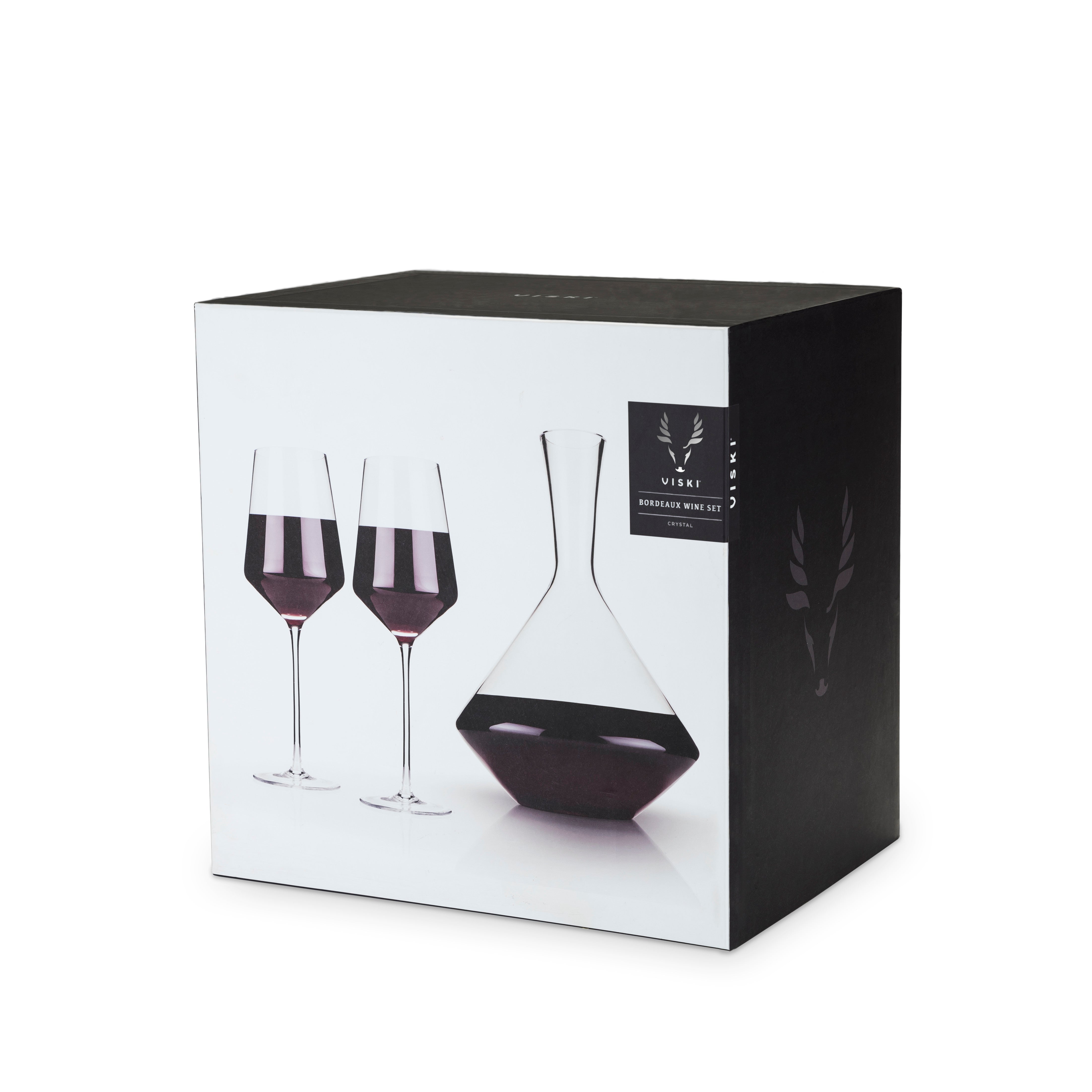 Viski Raye Angled Crystal Bordeaux Wine Glasses Set of 2 - Premium