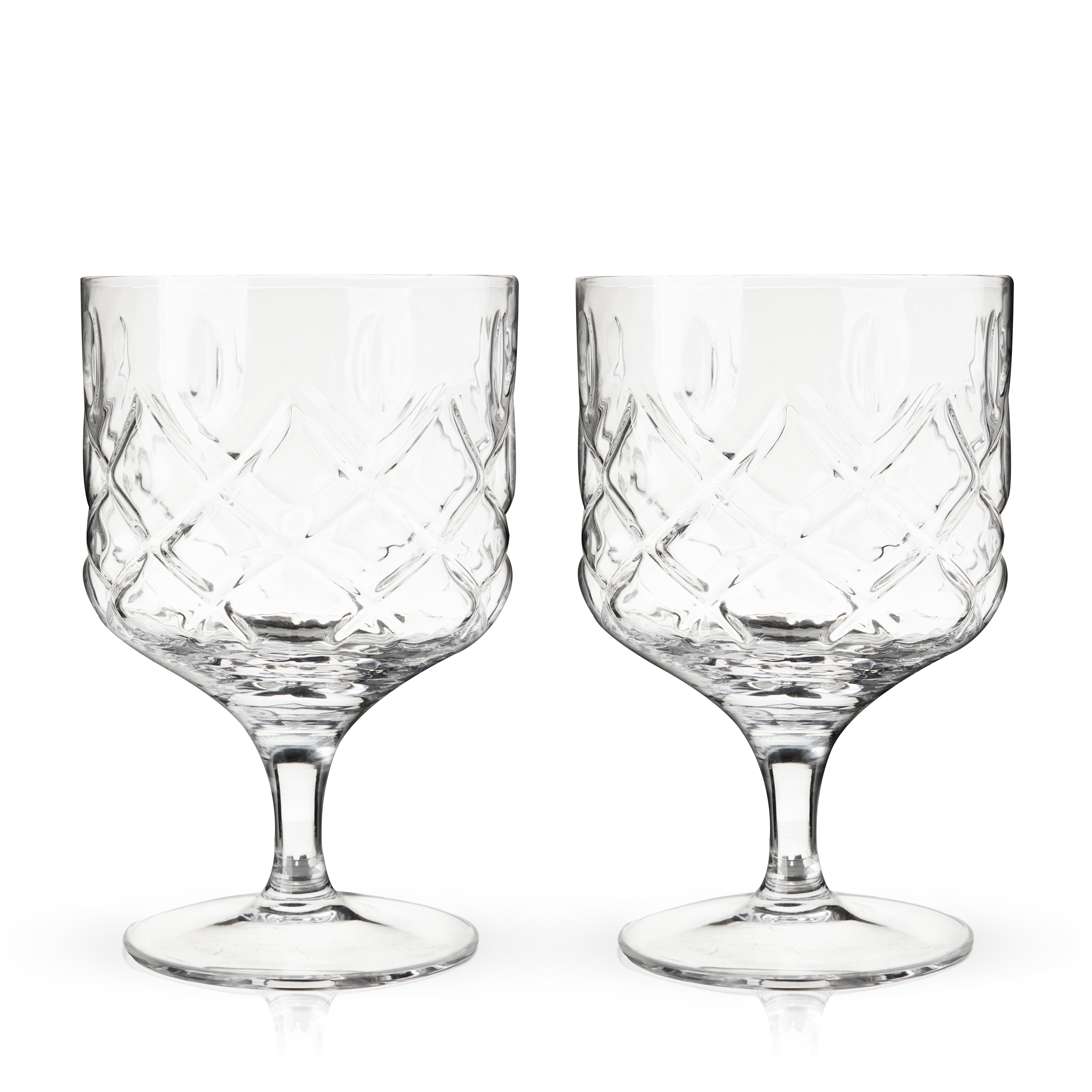 Viski Admirl Stemmed Cocktail Glasses, Vintage Drinkware Perfect for Gin &  Tonic, Spritz, and Manhattans, Crystal Glassware, Set of 2, 9oz