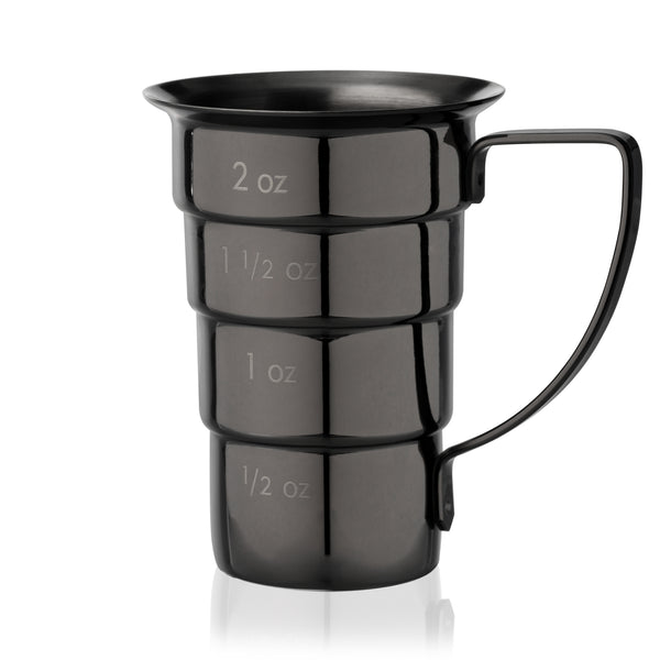 Viski Gunmetal Stepped Jigger With Handle, 4 Measurement Markings
