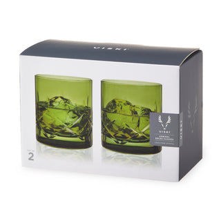 Admiral Crystal Rocks Glasses in Green Set of 2